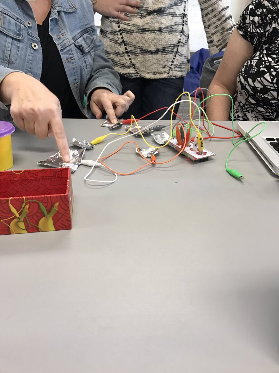 MsSchwappach's tweet photo. What better way to spend my birthday! @makeymakey training at @MagnoliaCVUSD @CajonValleyUSD @EdTechCVUSD https://t.co/w6IGGiXWOe