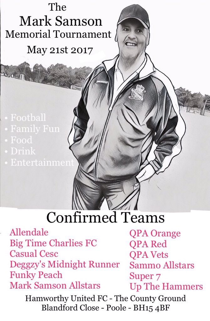 DanPidgley's tweet photo. #Score4Sammo Teams are confirmed for this fantastic event. Cant wait now! ⚽⚽⚽ https://t.co/cYXVtNzizJ