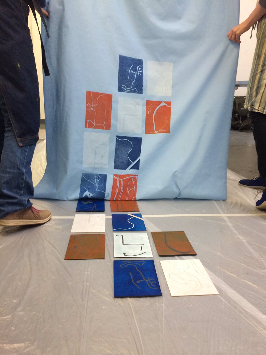 today's #printing workshop #PrintersSymphony <a href="/FineArtNCL/">Fine Art NCL</a> #exquisitelino round one #line #road #map <a href="/Eleanormorgan_/">El Morgan</a> <a href="/gltate/">Georgina Tate</a> <a href="/JuliaMcKinlay/">Julia McKinlay</a>