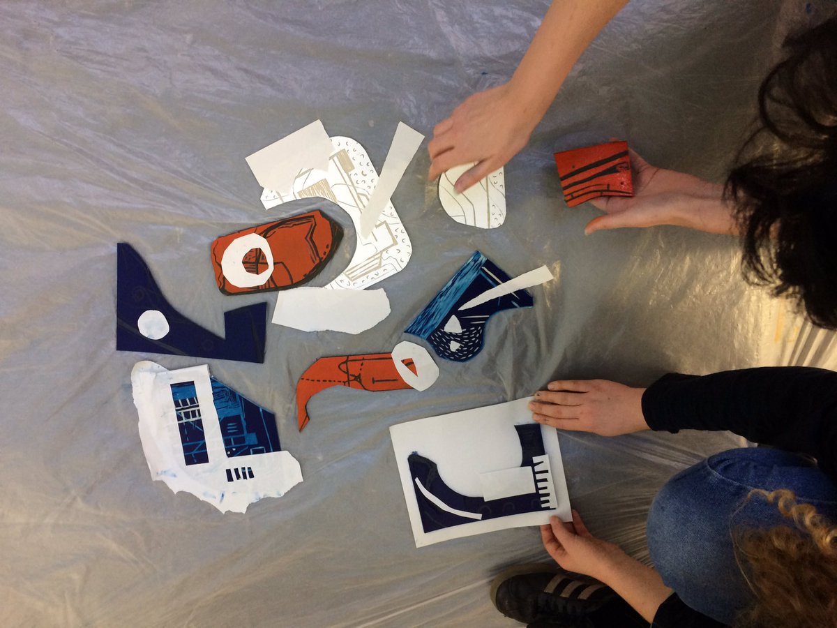 #printersSymphony #print #workshop with <a href="/FineArtNCL/">Fine Art NCL</a> students #composition #exquisitelino #masking <a href="/gltate/">Georgina Tate</a> <a href="/JuliaMcKinlay/">Julia McKinlay</a> <a href="/Eleanormorgan_/">El Morgan</a>