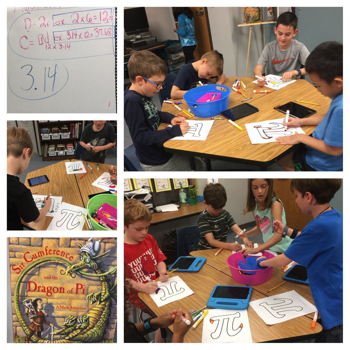 JESQuestLand's tweet photo. 2nd grade Questers are finding the diameter and circumference of a circle during their learning of everything Pi. https://t.co/CckPOTtPe1