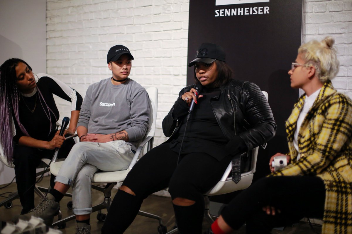 SennheiserNYC's tweet image. Women who work in sound engineering &amp;amp; music production shared their experiences in the industry at #SennheiserNYC.