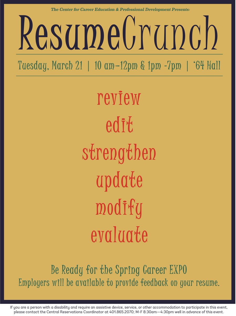 ProvidenceCol's tweet photo. Get feedback on your resume from 1 p.m. to 7 p.m. today, just in time for #FriarSpringExpo Wednesday, March 22. https://t.co/rC7GaiGiMk
