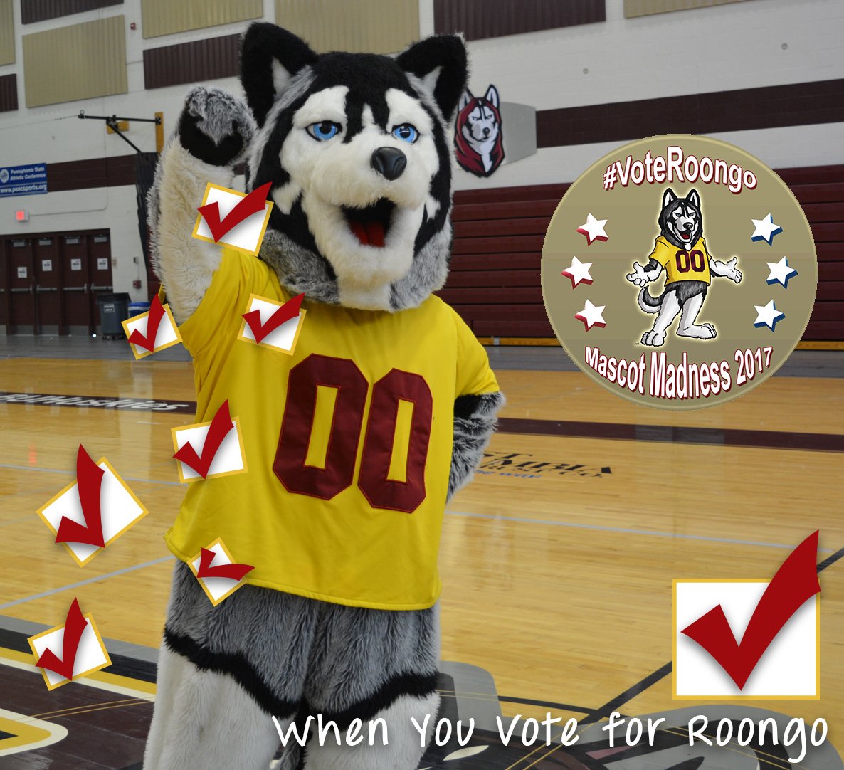 BloomsburgU's tweet photo. Forever our bae ... let's prove it! #VoteRoongo 🐾👉 https://t.co/kVWgJ4i4uC #MascotMadness #HuskyNation https://t.co/nTkPp56it8