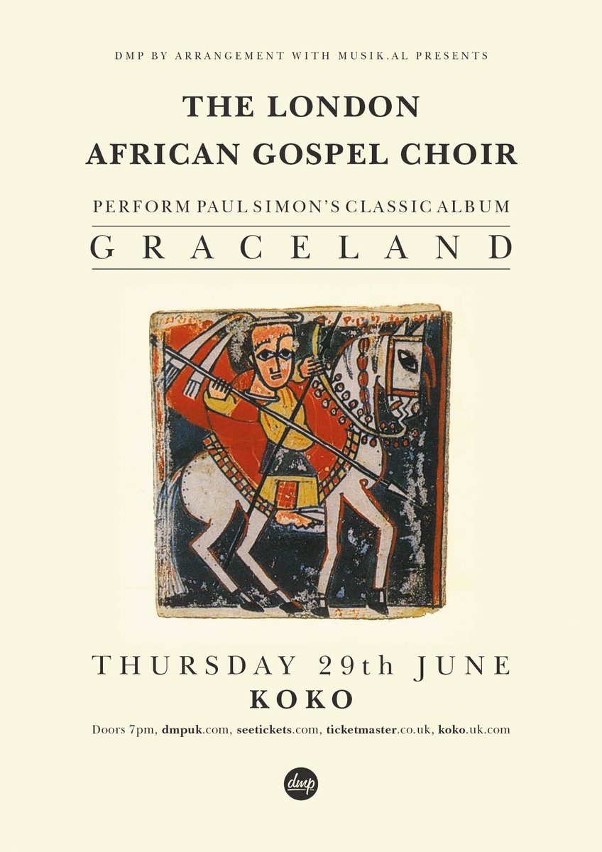 DMP Concerts (@dmpconcerts) on Twitter photo ** ON SALE NOW **
The London African Gospel Choir
Perform Paul Simon's 'Graceland'
<a href="/KOKOLondon/">KOKO Culture</a>
June 29th
Tickets: bit.ly/2mMe4wo ** ON SALE NOW **
The London African Gospel Choir
Perform Paul Simon's 'Graceland'
<a href="/KOKOLondon/">KOKO Culture</a>
June 29th
Tickets: bit.ly/2mMe4wo