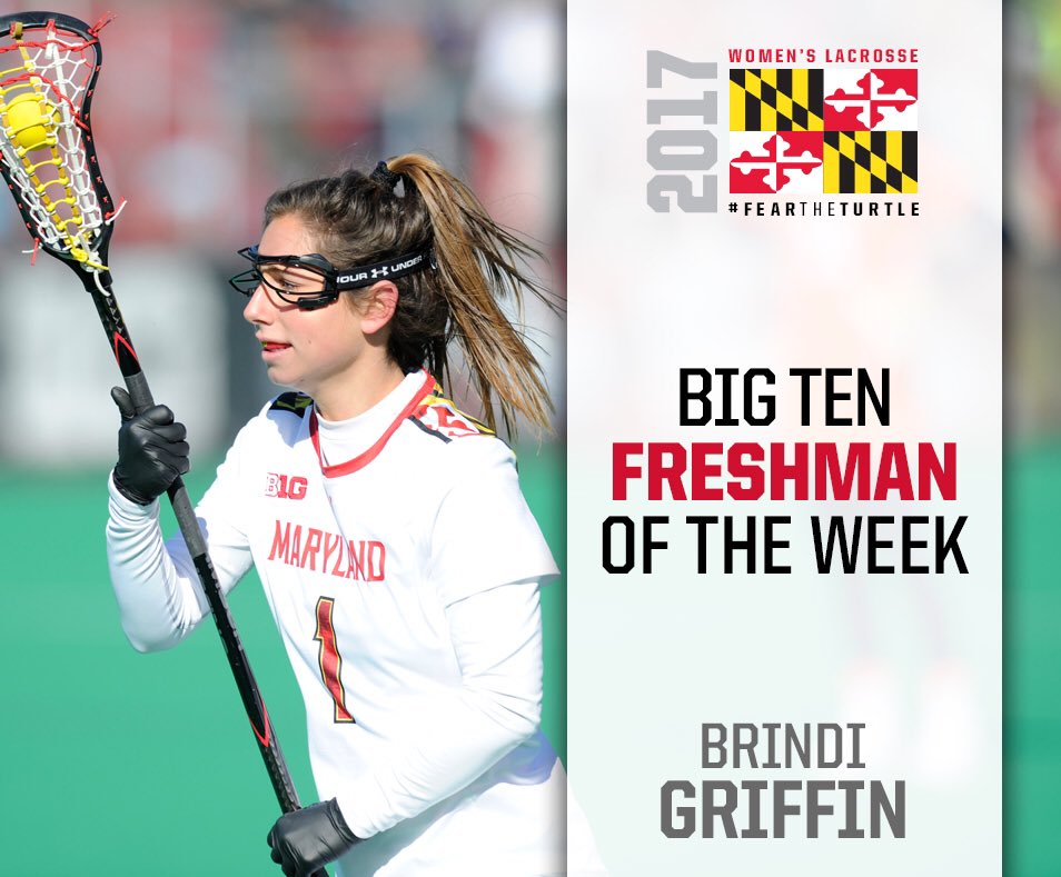 MarylandWLax's tweet photo. Congrats to our B1G players of the week, Emily Kift and Brindi Griffin! #FearTheTurtle https://t.co/uqAYvuK23u https://t.co/fVdlN9mhoP