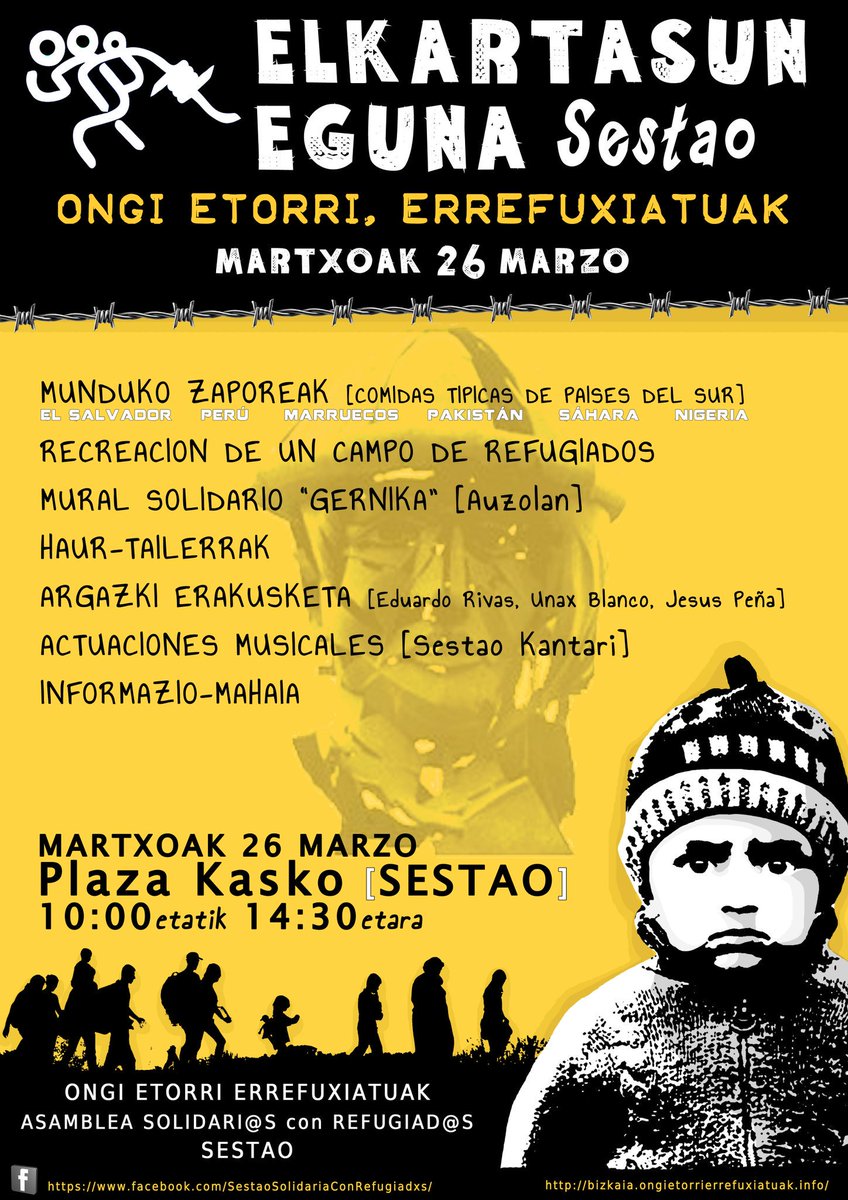 Elkartasun eguna. Ongi etorri errefuxiatuak!!! #Sestao