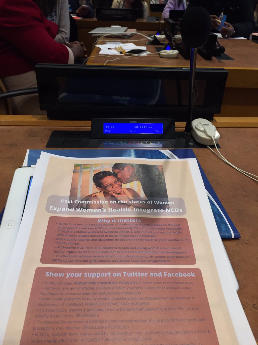 ale_sntn's tweet photo. Day 1: Expand Women's health: Integrate NDCs @MarAdentroAC #EmpoweringYouth #beatNCDs #CSW2017 https://t.co/0IF7SPkRz0