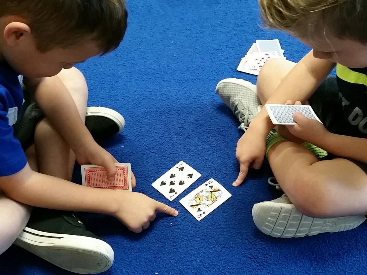 ebaker0326's tweet photo. Playing war to practice greater than! They really enjoy it! I love how quickly they notice the greater number! #buzzworthy @howellprincipal https://t.co/fb7wIaCGB8