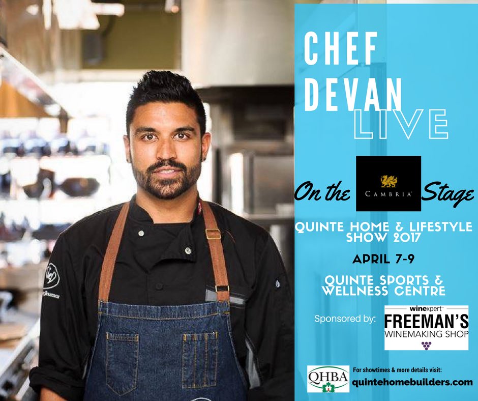 QHBA1's tweet photo. So excited that @ChefDevan will be touring the #Quinte Region tomorrow, ending w/a media event, 5:30pm @FreemansWine Belleville!! #QHLS2017 https://t.co/ldgvB1Vrna