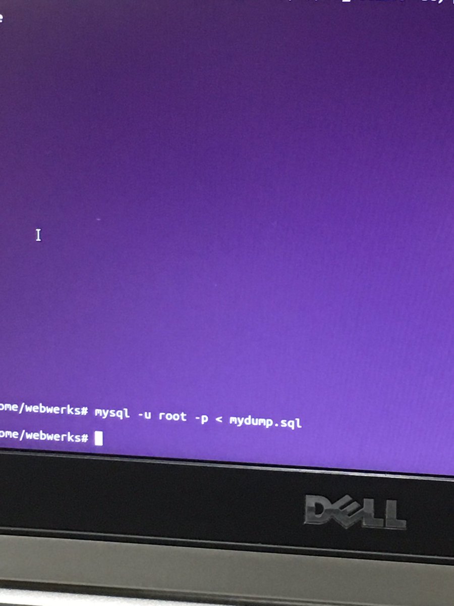 silypointer's tweet image. it's super useful
1. mysqldump -u root -p --all-databases &gt; dump.sql
2. mysql -u root -p &lt; dump.sql
#mysql #mysqldump