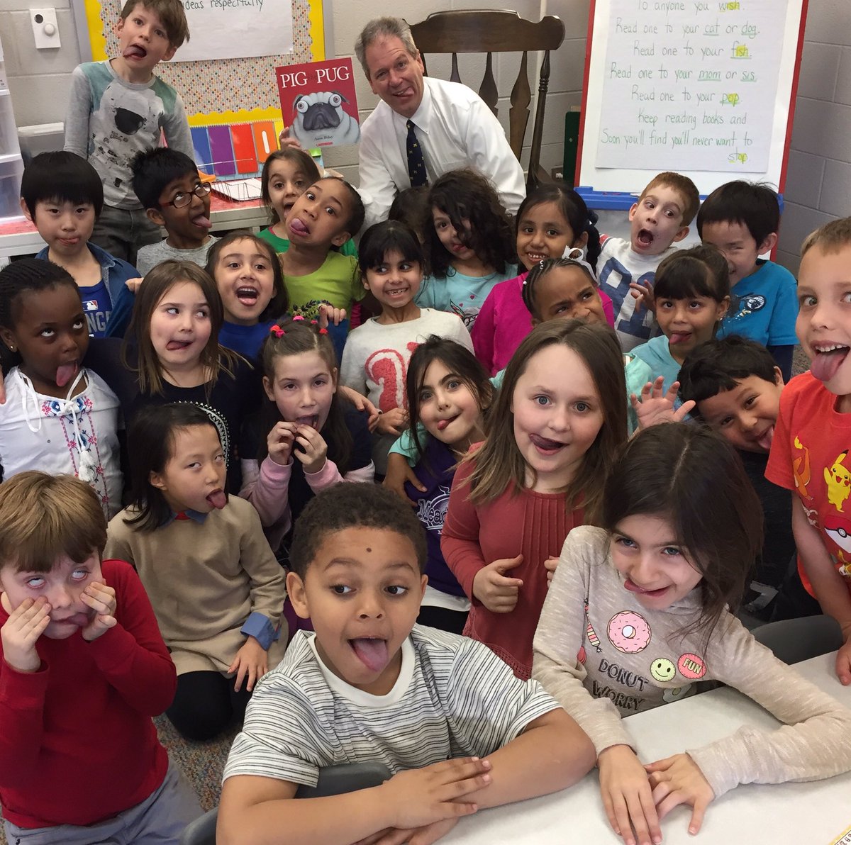 Mrs_JShaw's tweet photo. Pig the Pug with Dr. Peal @MeadowbrookEle #pugfaces https://t.co/4EnJwOnmDr