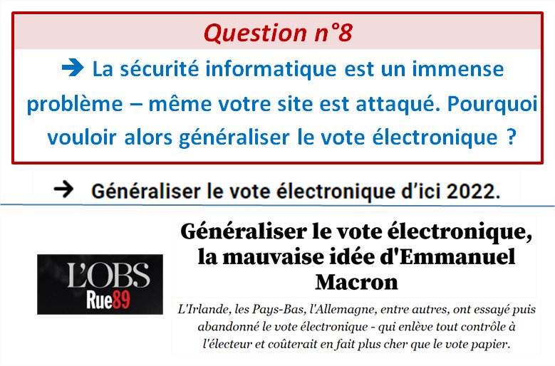 OBerruyer's tweet photo. #ENFACE La sécurité informatique est un immense problème. Pourquoi vouloir généraliser le vote électronique? {Retweetez avec le txt #ENFACE} https://t.co/FgnfRRbnmq