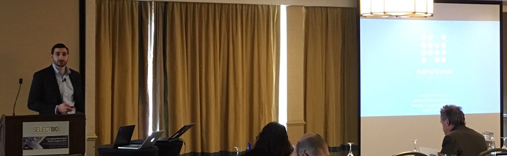 DScottFreedman's tweet photo. Solving exosome characterization, CSO of @nanoviewdx George Daaboul presents at 2017 #CirculatingBiomarker conf. https://t.co/528aZ3bVdX