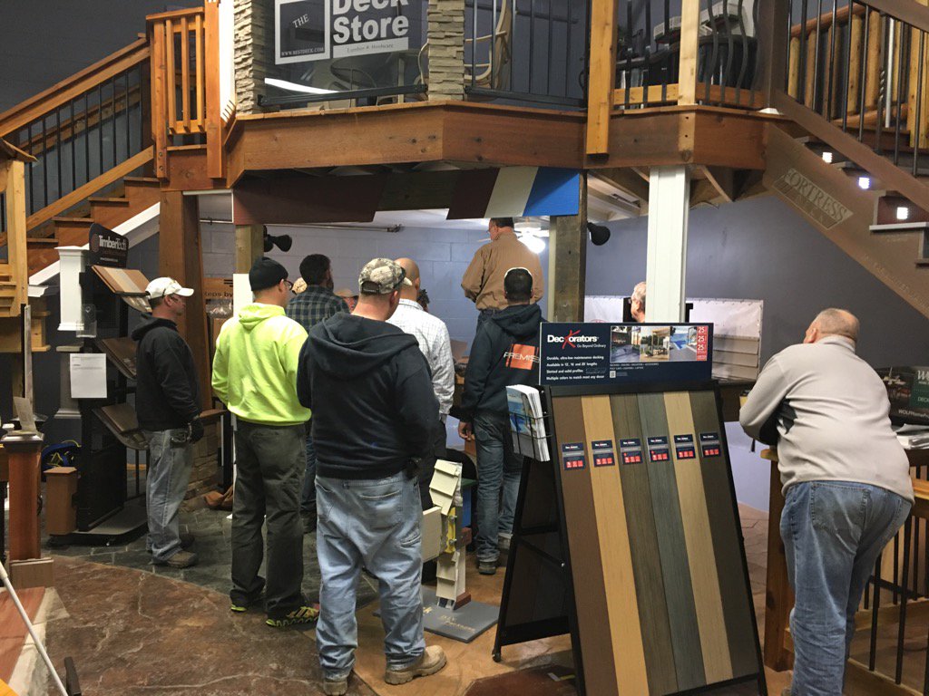 TheDeckStore's tweet photo. Deck Building Essentials Training. Knowing your codes & procedures. Learning with Bob!#thedeckstore #thedeckstorecrew https://t.co/vDgRMYgWQ7