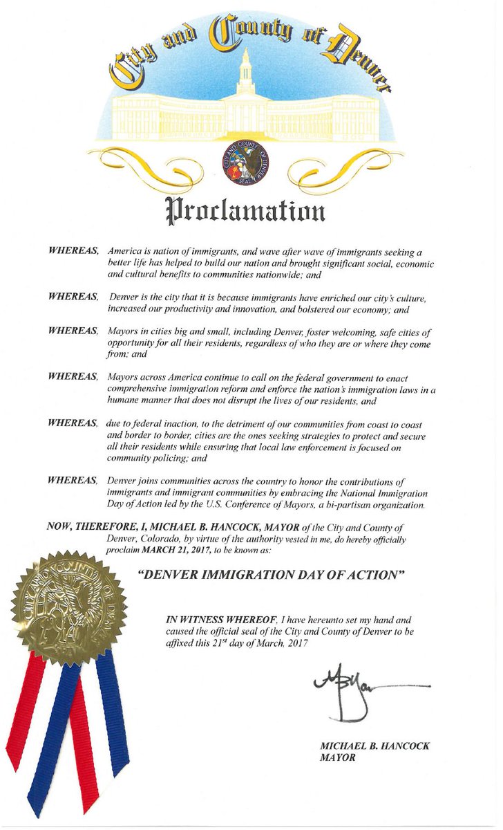MayorHancock's tweet photo. Today, #Denver joins w/ cities across the nation to reaffirm our commitment to supporting immigrants &amp; refugees. #MayorsStand4All @usmayors https://t.co/uew6gDyINr