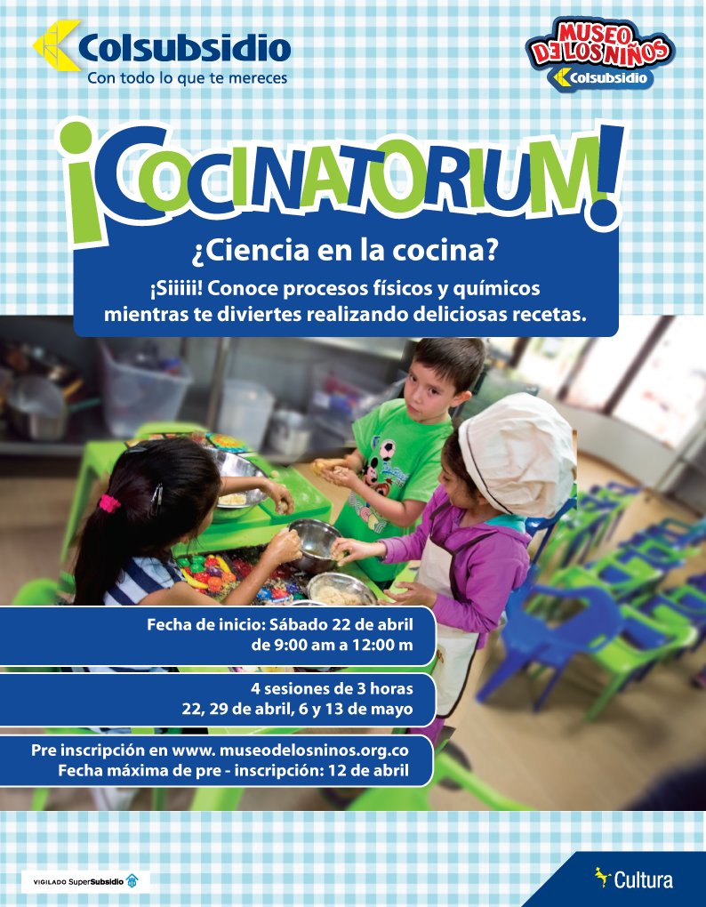 ¡Anímate a ser un chef científico!
Información: bit.ly/2nprlfZ
Pre inscripción: bit.ly/2nizHbu
Para niños de 7 a 14 años