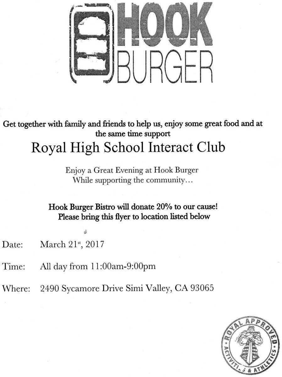 Royal_Interact's tweet image. Today at Hook Burger! As the great Parker Nolan once said: "Burgers and fries taste even better when they help out a school club" 🍔🍟