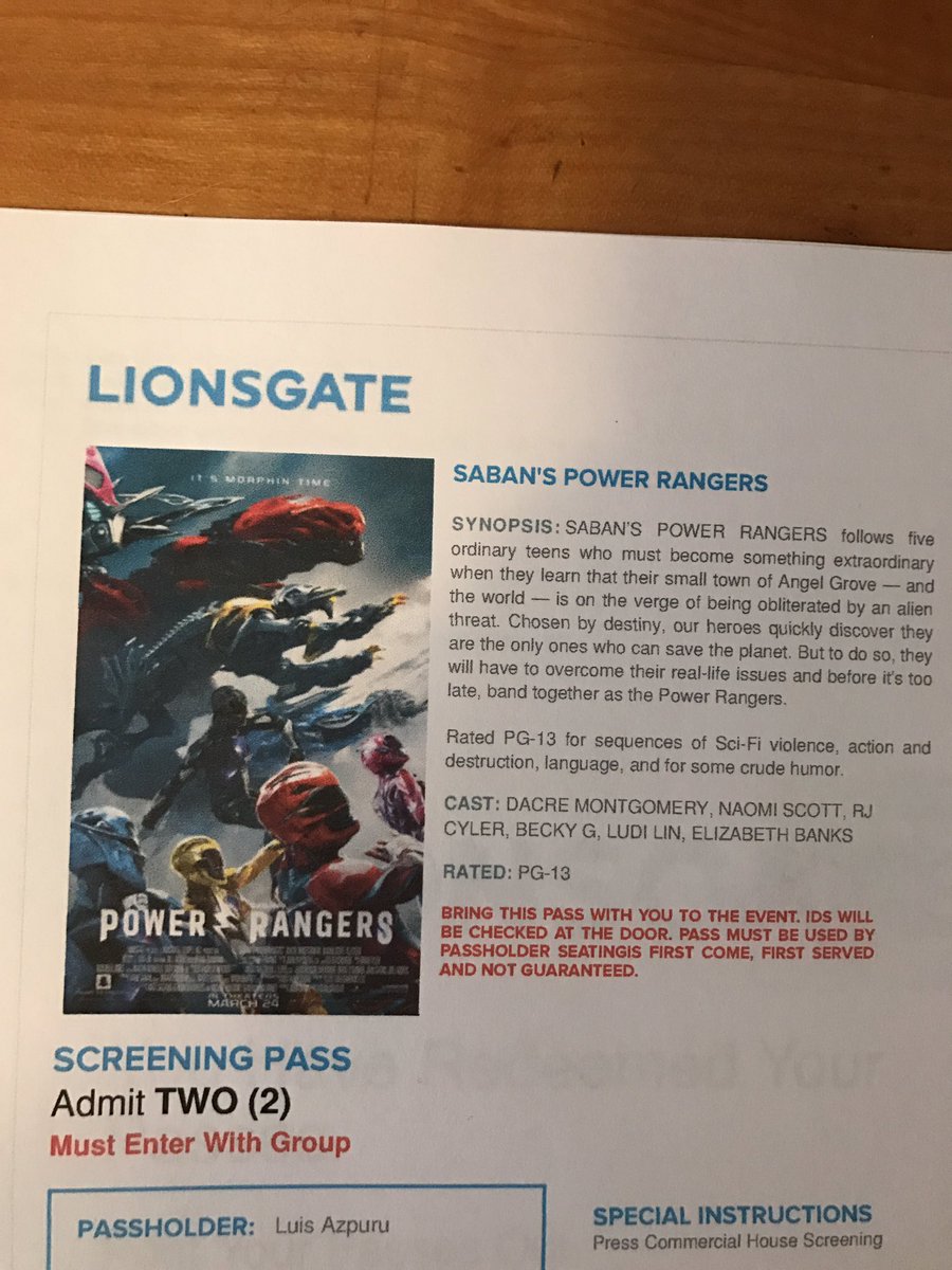 iT_offical's tweet photo. Can't wait for tonight @ThePowerRangers
#PowerRangersMovie #nyc #screeningpasses #TogetherWeAreMore https://t.co/FTimcWOrw0