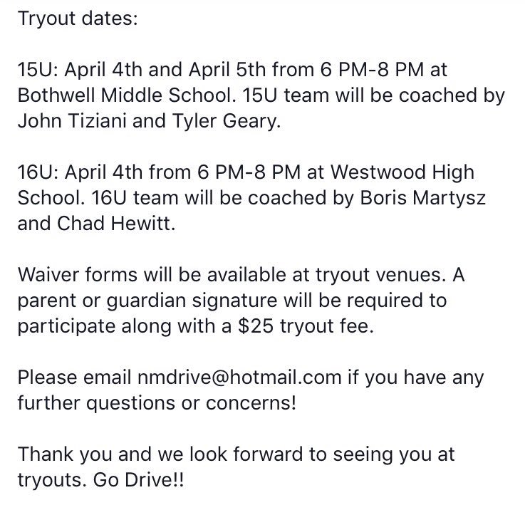 NM_Drive's tweet photo. #NMDrive Tryouts: https://t.co/iI57WT3wDE