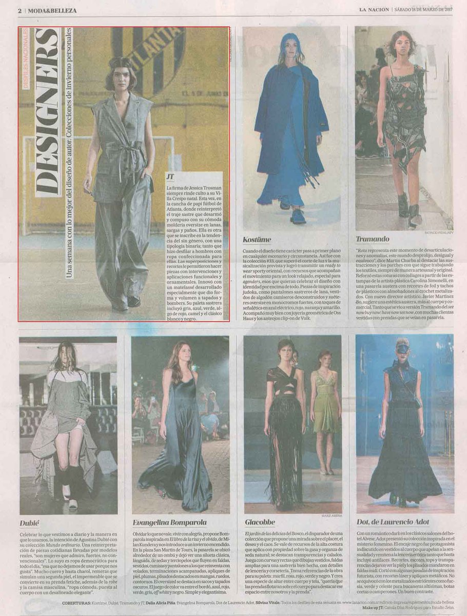 ¡MUCHAS GRACIAS <a href="/dapina/">Delia Alicia Piña</a> Y A <a href="/LANACION/">LA NACION</a> POR LA COBERTURA DE NUESTRO DESFILE!

#JTbyJT #NotToBeUnderstood
#MasBohemiosQueNunca