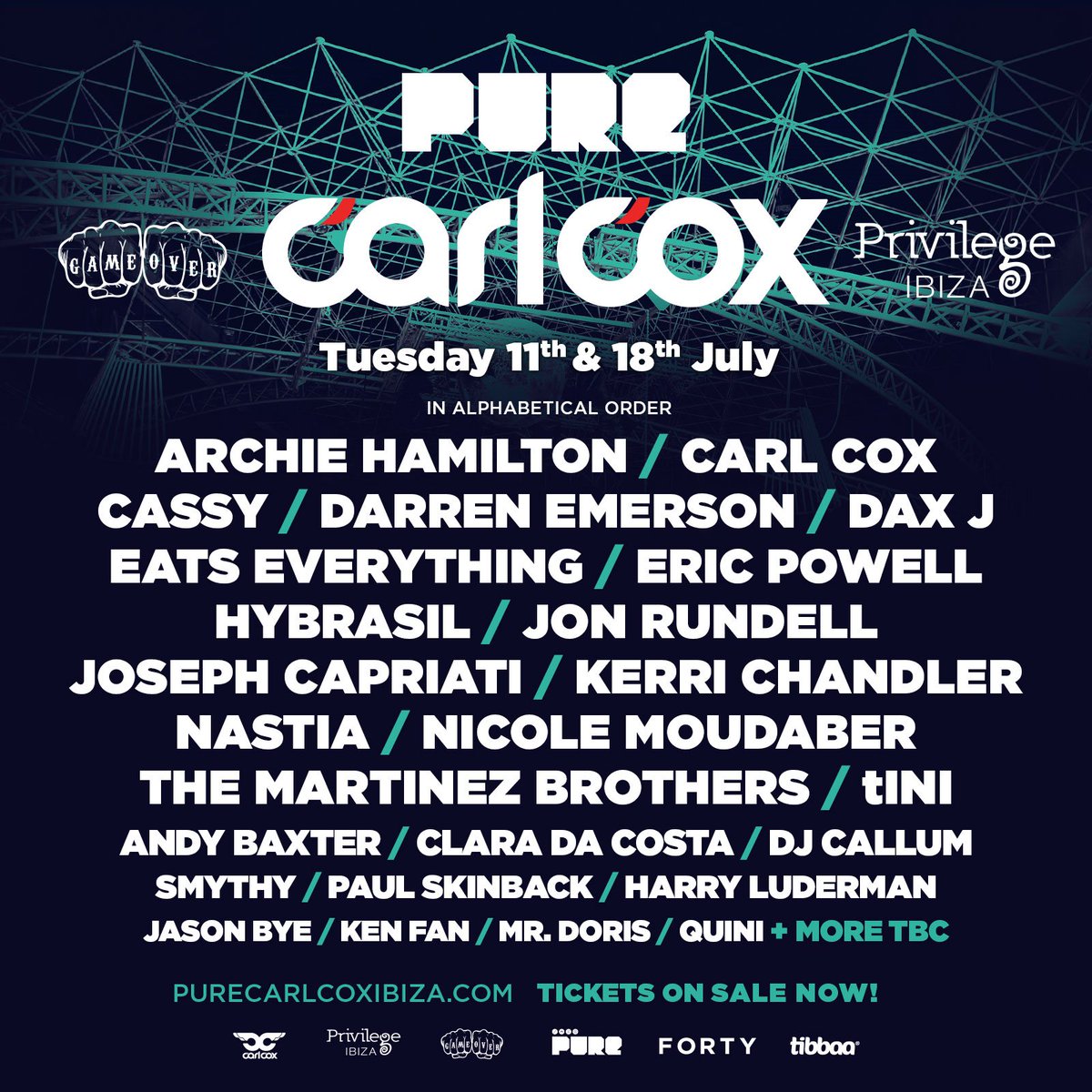 Very excited to announce the huge lineup for @PureCarlCox at @privilege_ibiza  #OHYESOHYES purecarlcoxibiza.com https://t.co/Ddmowde62J