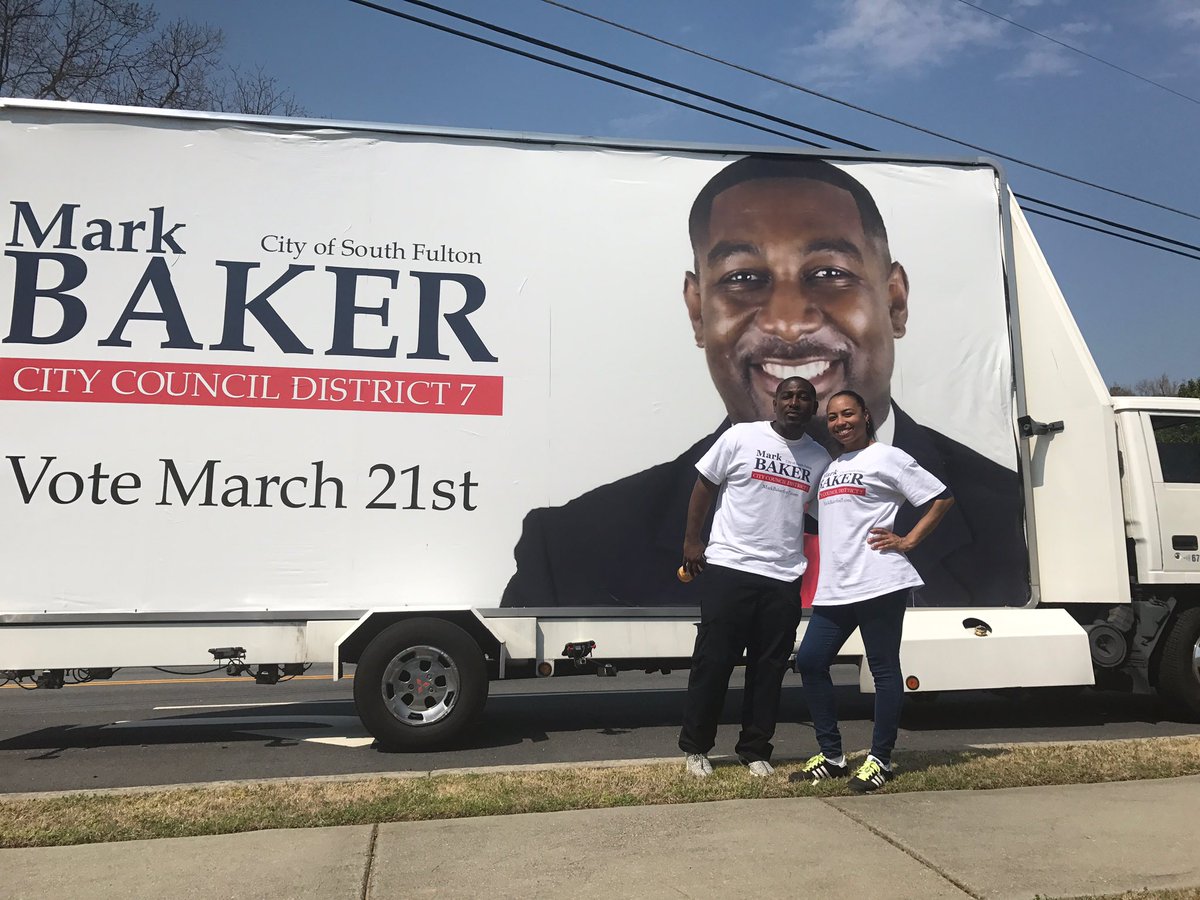 BakerForSFulton's tweet photo. Thank you residents of District 7 for your vote today! https://t.co/wvrolrFcqG #MarkBakerFor7 #BakerForSouthFulton https://t.co/hpqErpgjFA