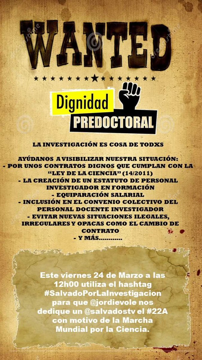 PredocCabreado's tweet photo. ¡Vamos calentando motores! #SalvadosPorLaInvestigacion https://t.co/qsRmV5ONbP