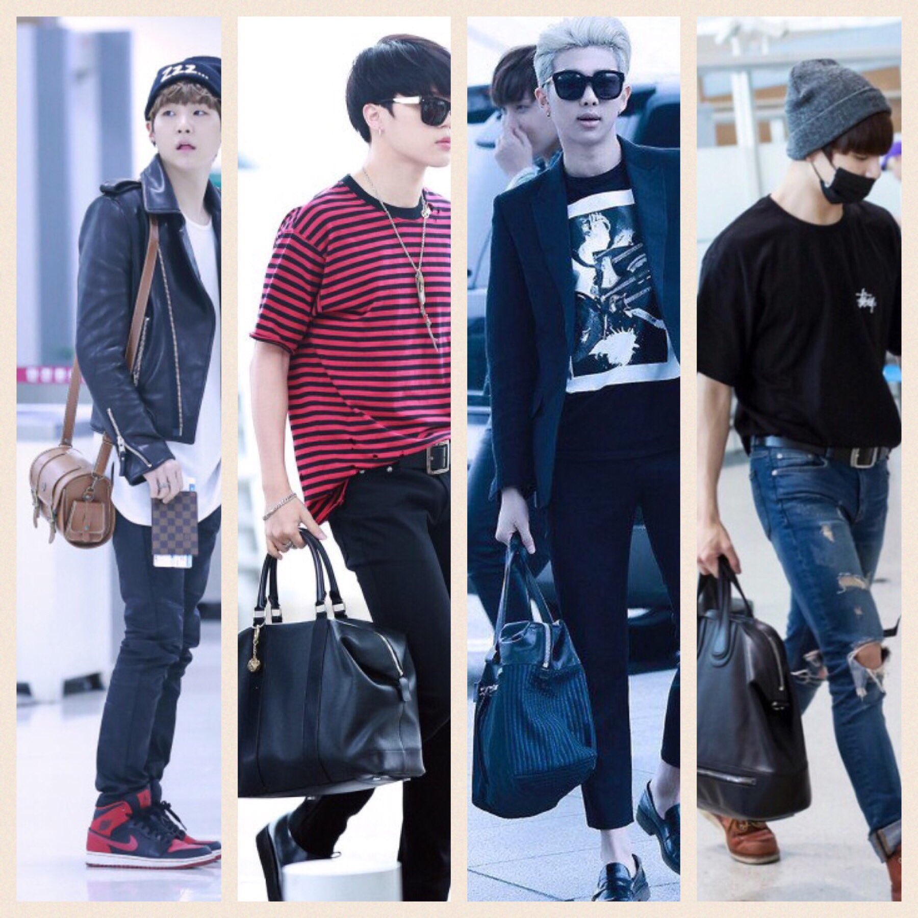 Chrys on X: Which BTS member wore the man bag best? #btsfashion