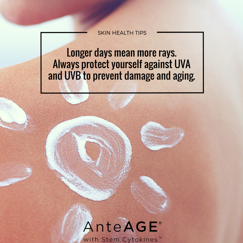CelleseAnteAGE's tweet photo. Longer days mean more rays. Always protect yourself against UVA/UVB to prevent damage and aging.
#skinhealthtips #skincare #quoteoftheday https://t.co/YJfBMuFfbC