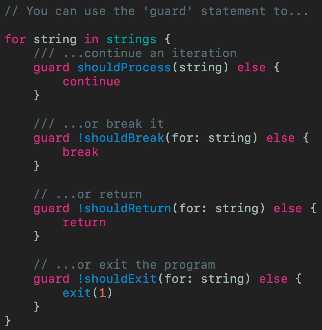 Guard Statement .net It's really cool that you can use Swift's 'guard' statement to exit out ...