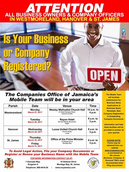 orcjamaica's tweet image. COJ Mobile takes to the road next week #PlzShare @Start_Up_Ja @EXIMBankJa @JamaicaTax @JBDCJamaica @ThePSOJ @wealthmagazine @hearttrustnta