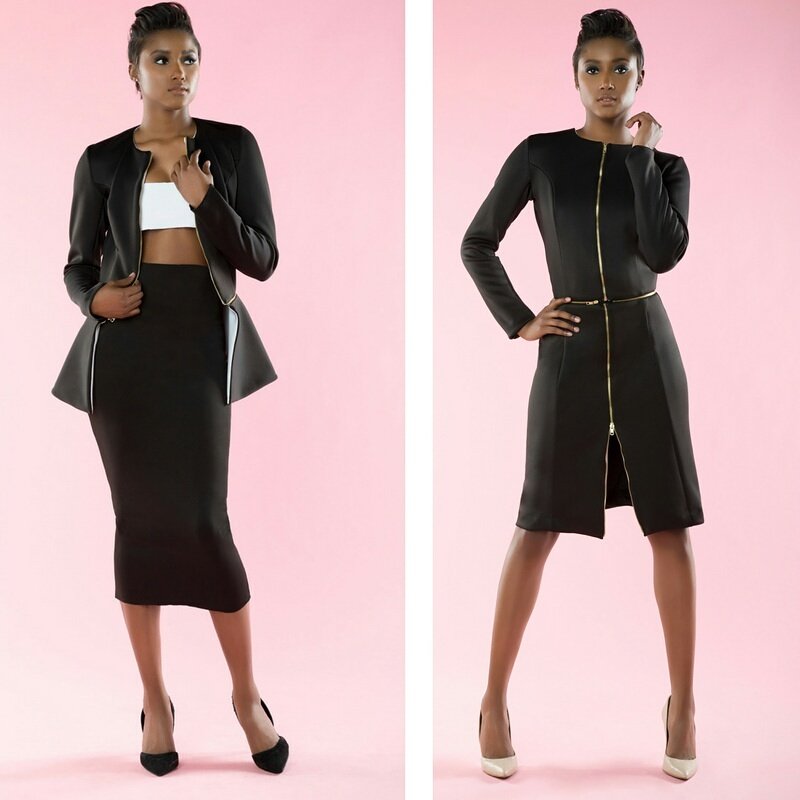 modelatelier's tweet photo. Left or right? Why not both? Get the blazer that turns into a trench. #modelatelier https://t.co/5qFPGlef1j