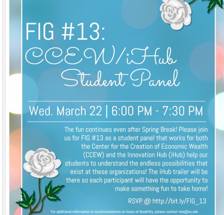 ouengrSL's tweet photo. Come out tomorrow to our next #OUWiE First-Year Interest Group to hear from students on their @CCEW and @OUInnovationHub experiences! X https://t.co/y7dJEGo9aY