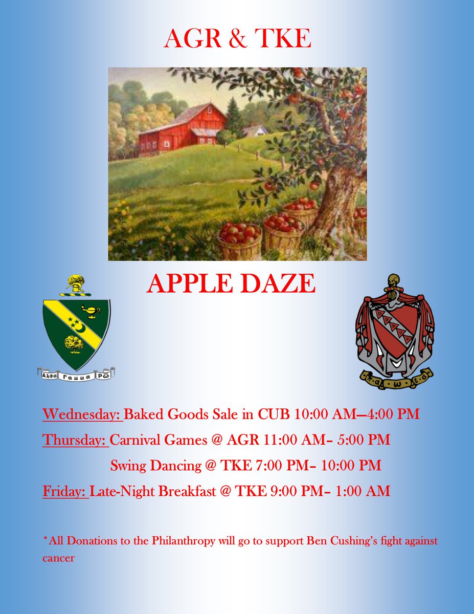 Come support our joint philanthropy with <a href="/WSUTKE/">WSU TKE</a> this week! Proceeds benefit Ben Cushing's fight against cancer