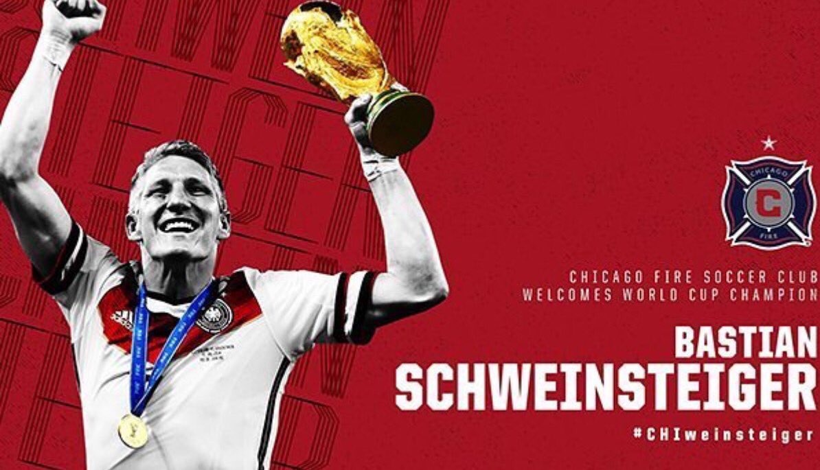 OFICIAL. Chicago Fire ha fichado al Mediocampista Alemán, procedente del Manchester United, Bastian Schweinsteiger.