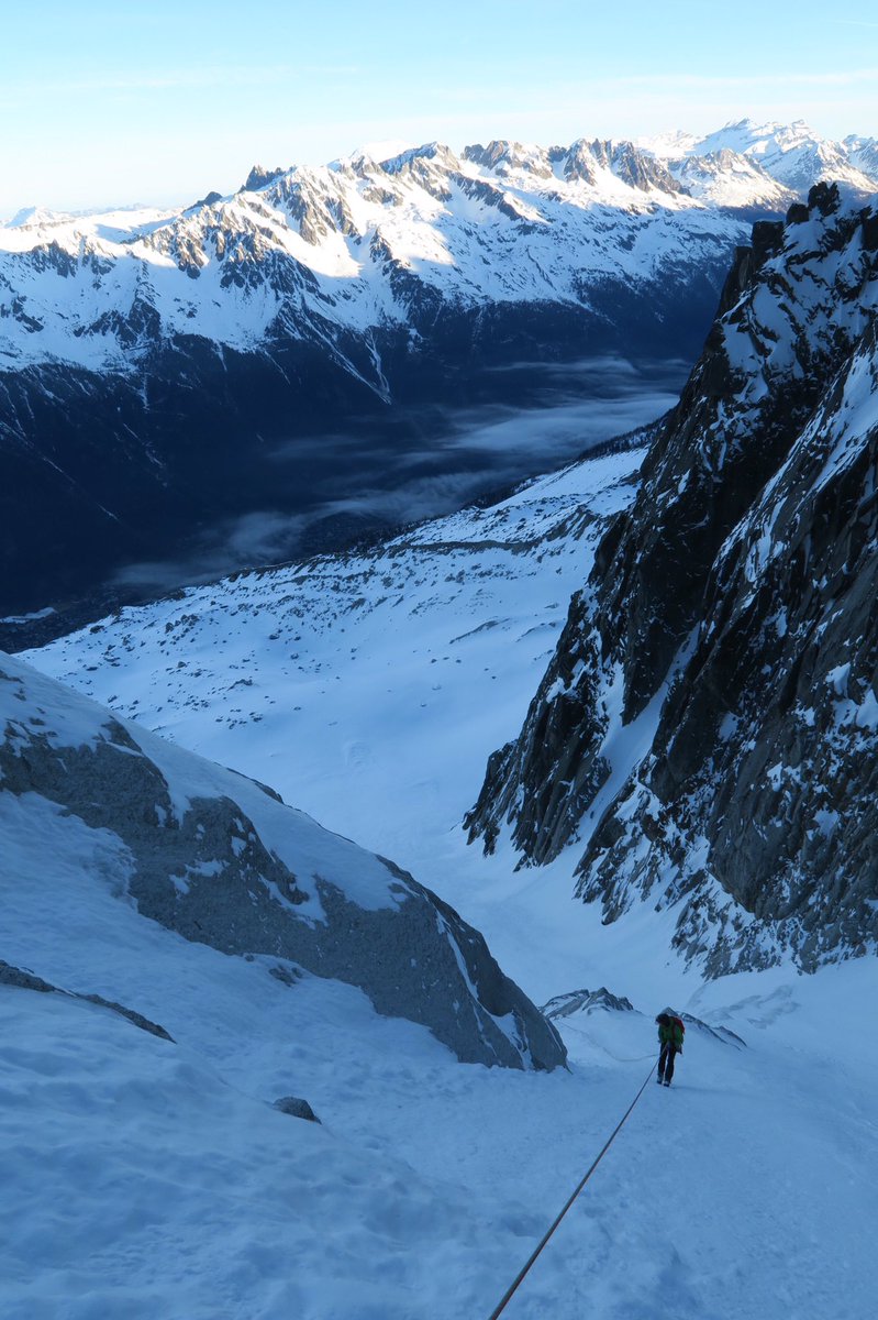Perfect weather on Rebuffat-Terray with Pat but defeated by the lack of ice. #aiguilledespelerins #chamonix #alpine #climbing