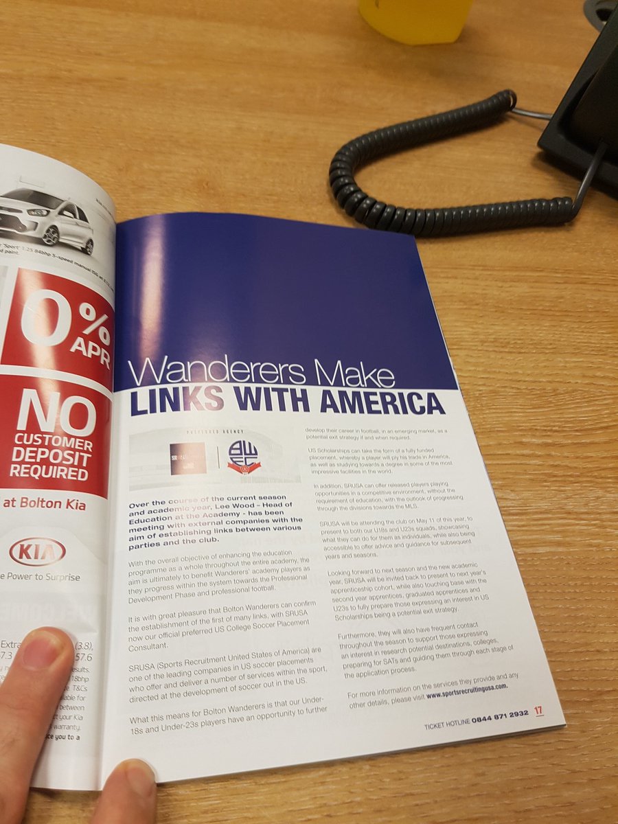 Great feature in the latest <a href="/OfficialBWFC/">Bolton Wanderers</a> home programme about our partnership with them ⚽🇺🇸