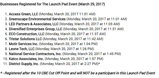DCDGS's tweet photo. Great News! The March #LaunchPadDC Event is SOLD OUT with 10 CBEs that will compete in real-time for an opportunity to #workwithDGS. https://t.co/myZ5YaaGDq