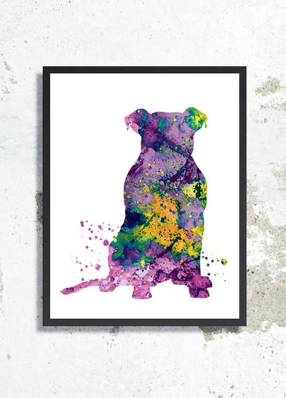American staffordshire terrier dog Watercolor Print Purple Terrier poster Dog decor American- tinyurl.com/lsvrj98