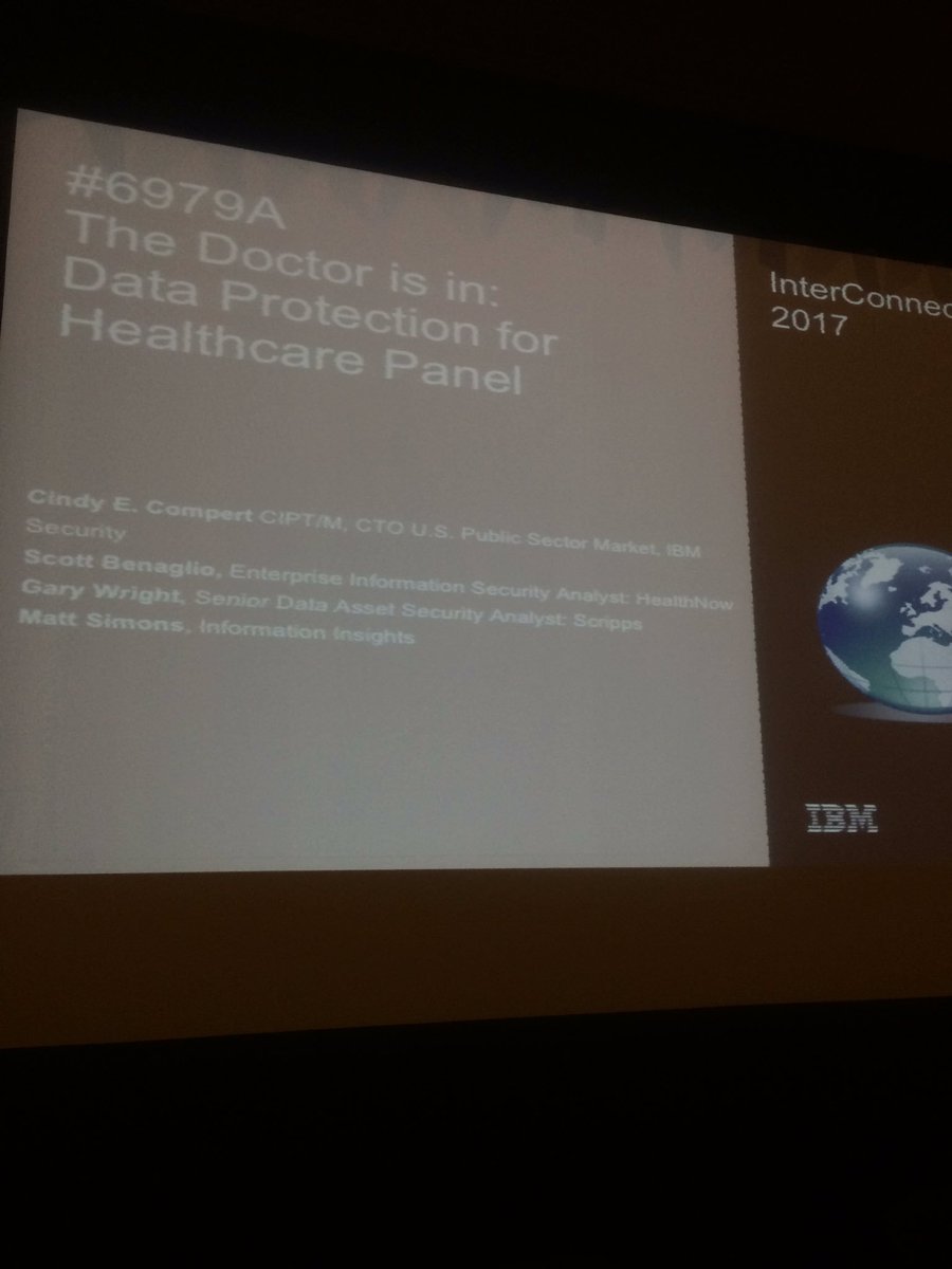 cmfrancese's tweet photo. Grab your seat in Palm A now for a data security healthcare panel! #IBMInterConnnect https://t.co/QU6FidwK7h