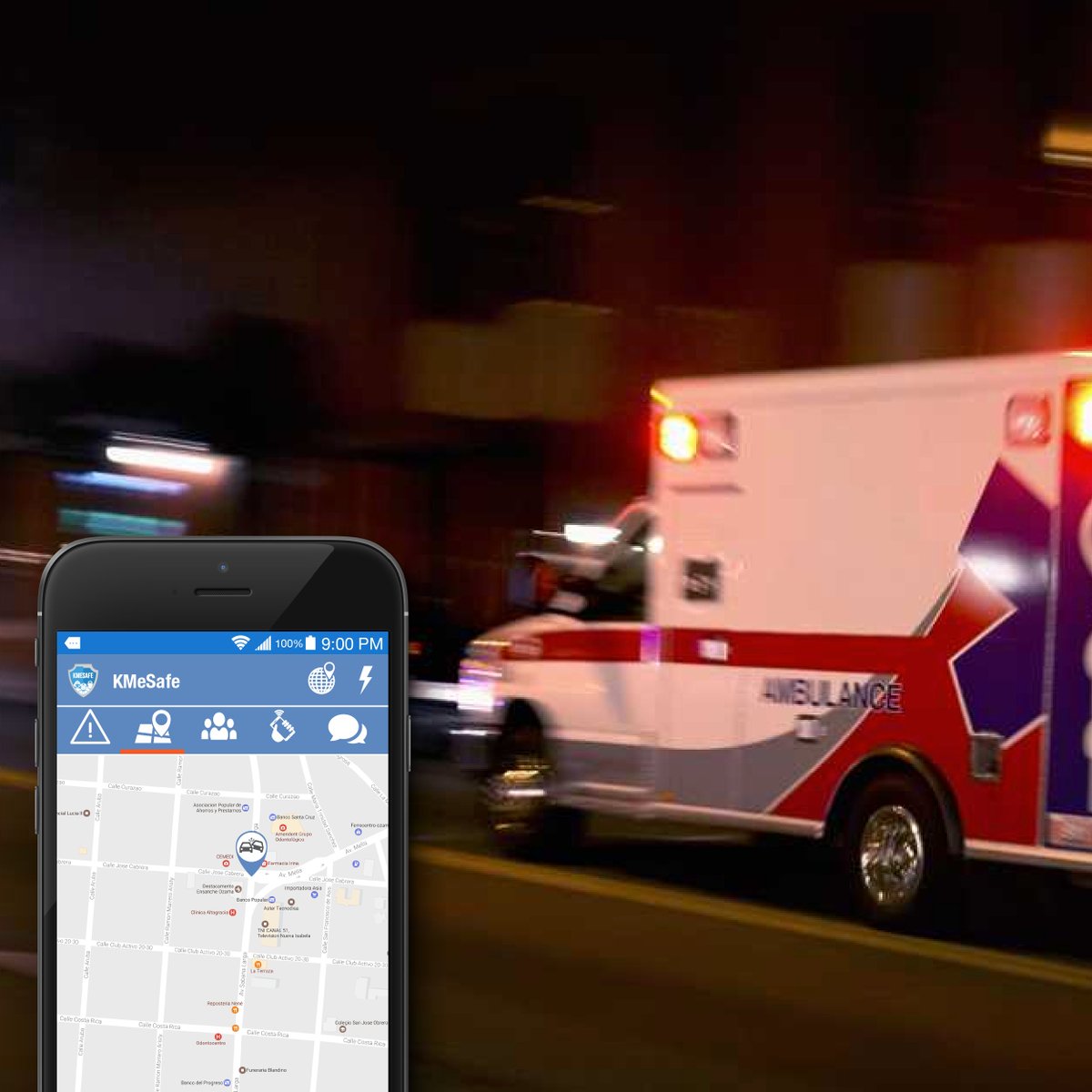 kmesafeapp's tweet photo. Cuando reportas un accidente, las autoridades, usuarios de @kmesafeapp pueden ver en el mapa el lugar exacto. #ReportaAccidentes #GPS https://t.co/beWm7qYbdx