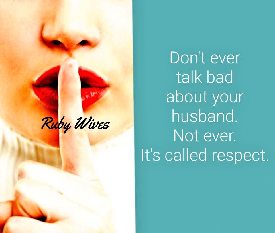 RubyWives's tweet photo. It's so important to not speak bad of your husband. Never talk about his weaknesses or complain about him.
#rubywives https://t.co/cqSyfNzRz9