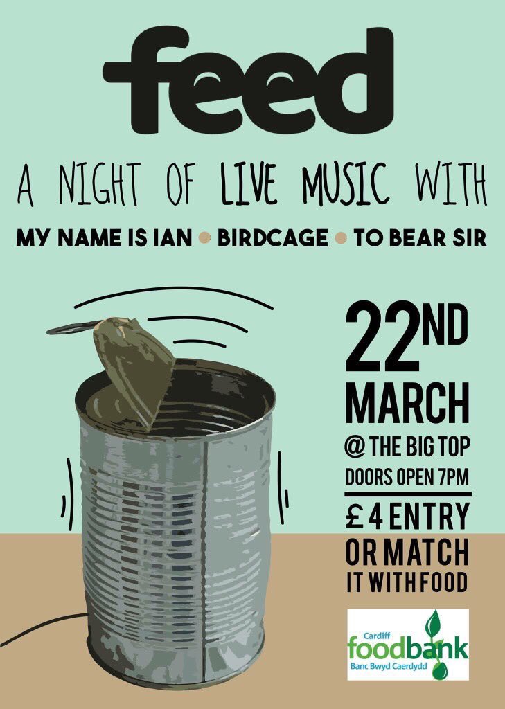 Remember we're playing @TheBigTopCF in Cardiff tomorrow night with <a href="/tobearsir/">To Bear Sir</a> <a href="/goodmynameisian/">MY NAME IS IAN</a> for #Feed £4 or the food equivalent