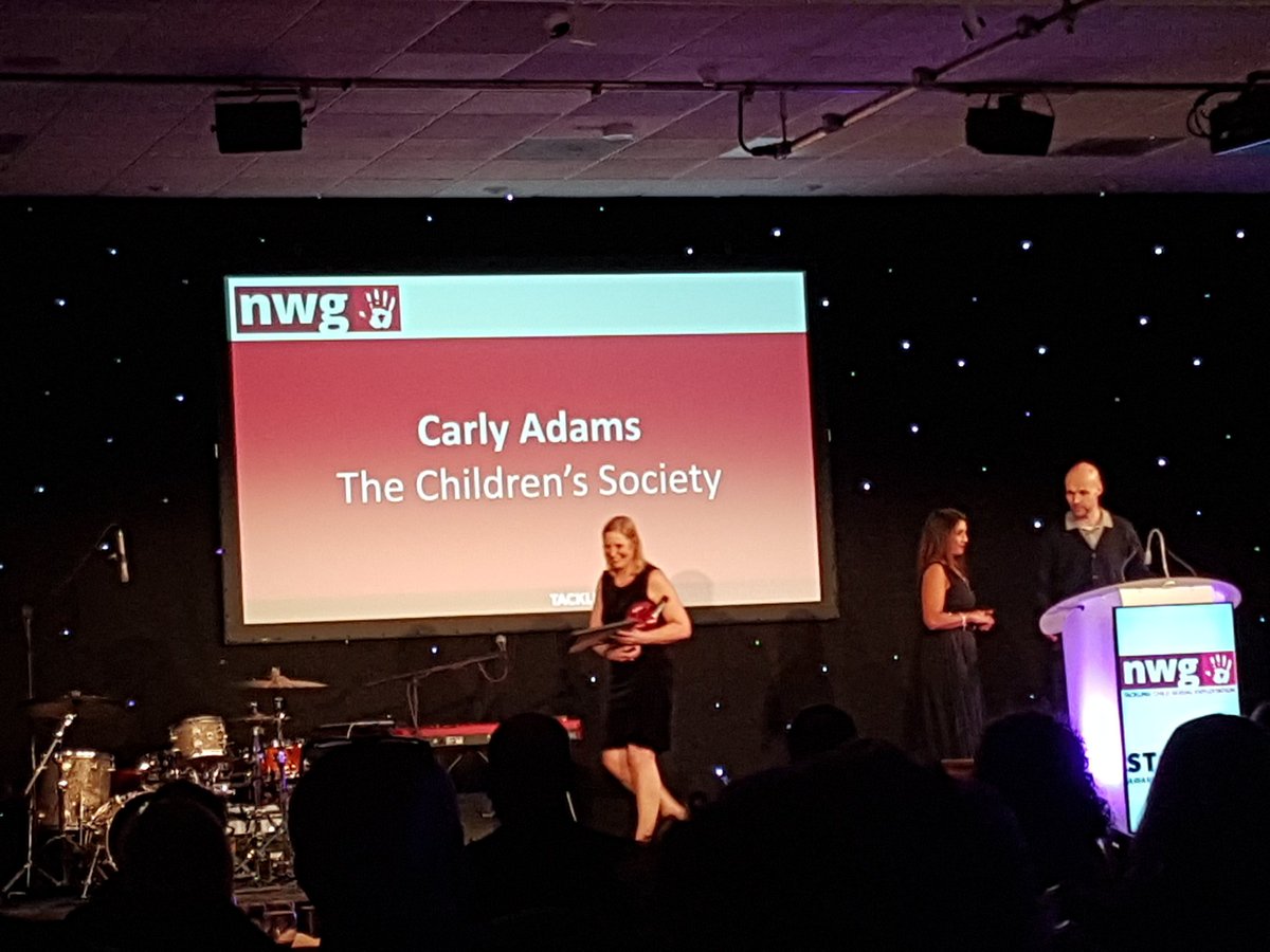 Richard Haig from @childrenssociety collects Helping Hands award on behalf of winner Carly Adams #NWG2017 <a href="/ChildSocNW/">The Children's Society North West</a>