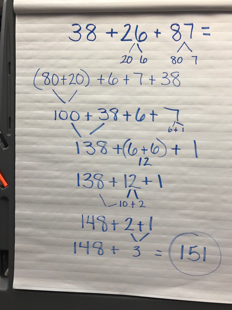 syked4cgi's tweet photo. 1st grade student's strategy for solving Number Talk @TBESBobcats#CapoCGI https://t.co/y24OZF6CjM