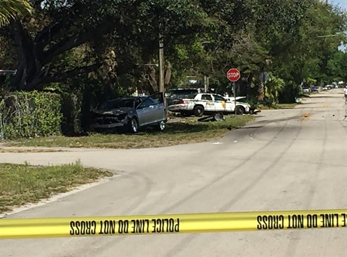 MiamiHerald: The officer followed one car in his cruiser. He wound up crashing into another one.
…
