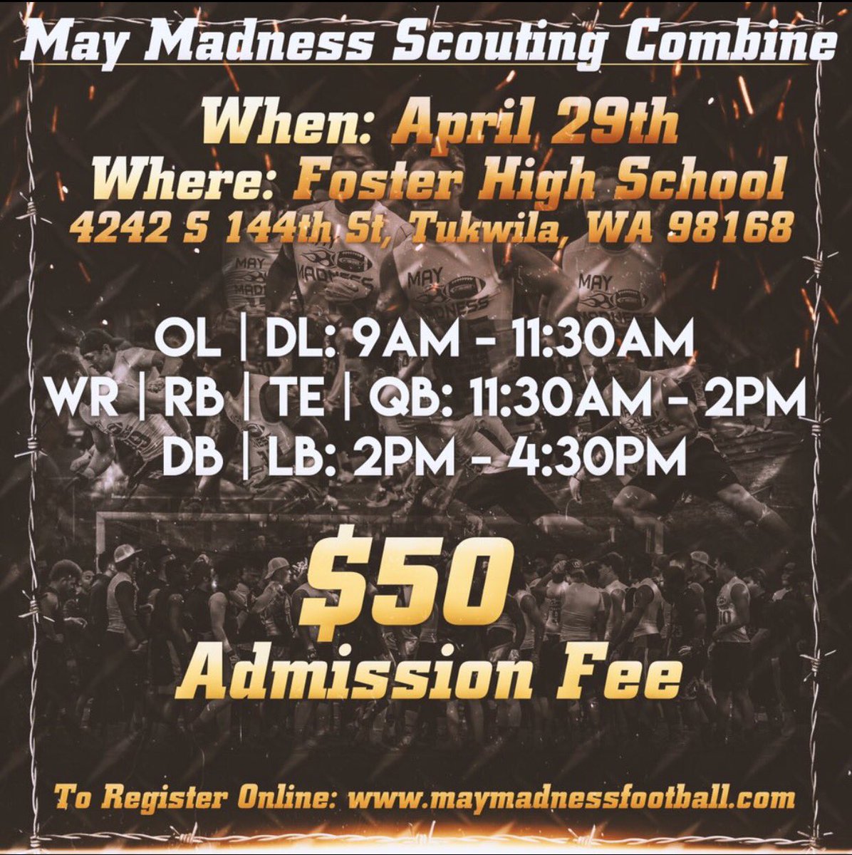 TFordFSP's tweet photo. How can you get invited to @May_Madness_ prove you belong there! Prove you should have offers &amp; stars! Register for the combine! #EarnIt https://t.co/DEEEVAwHl4