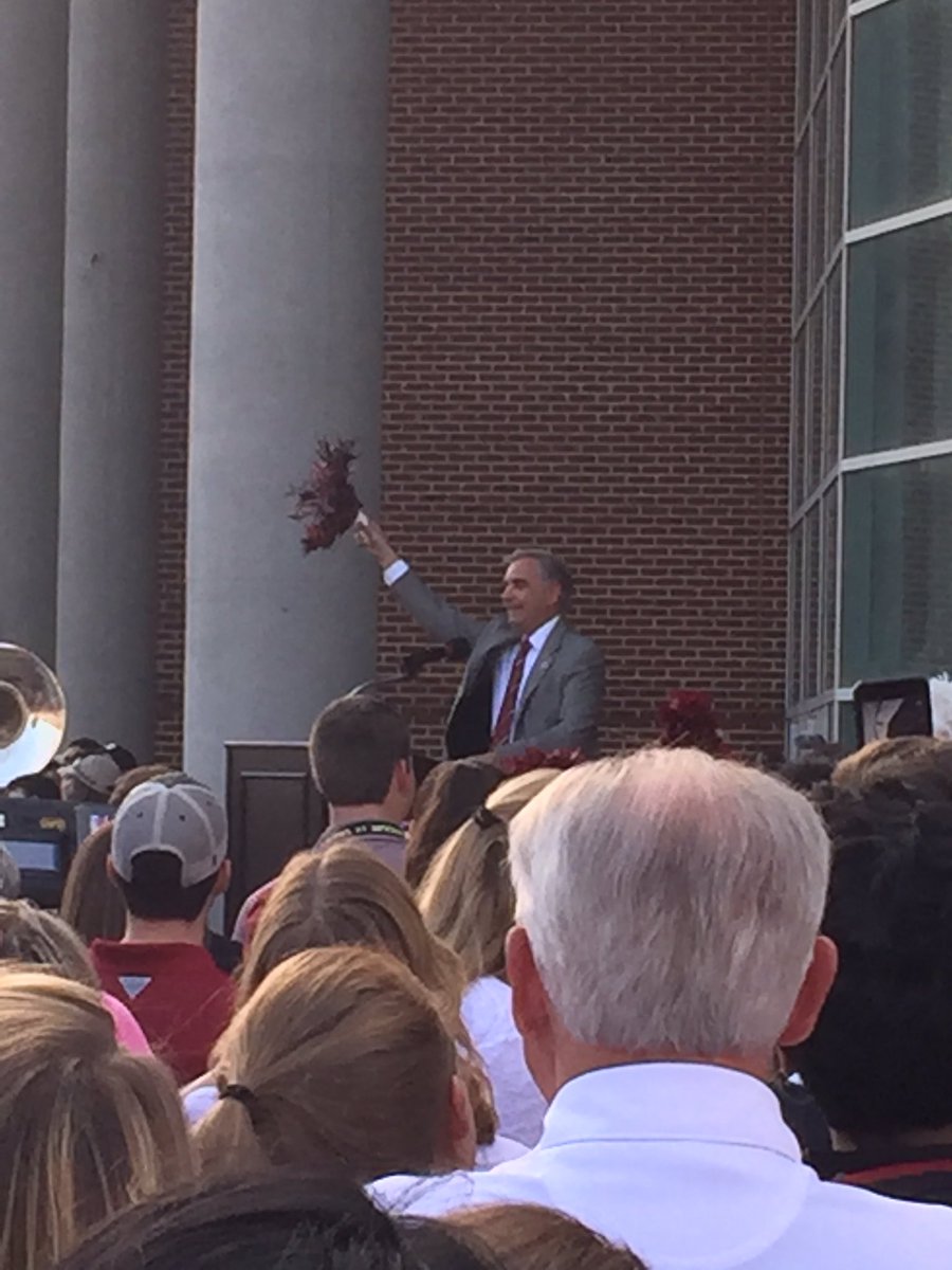 thegamecock's tweet photo. He promises that classes will be canceled "when we win both national championships." #Gamecocks https://t.co/TkJxFaHjJg