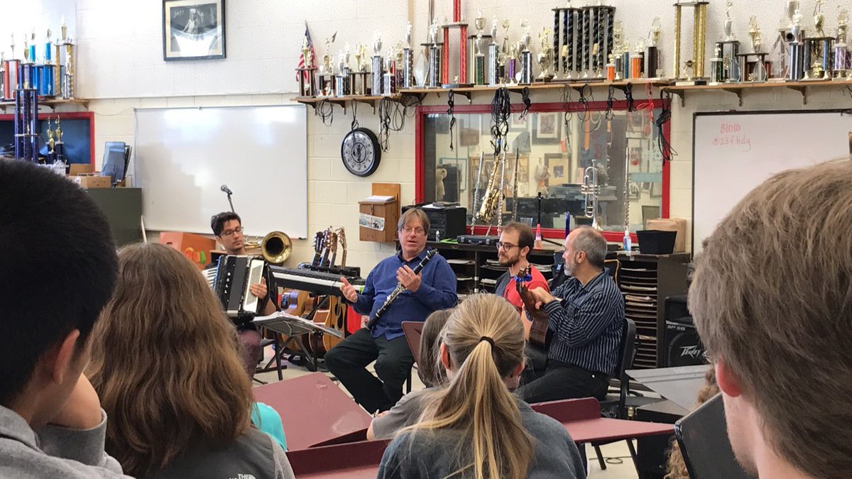 alsattmusic's tweet photo. It was awesome to have Dr. Connell and his guests perform at Albemarle High School today! @JMUArts @JMU https://t.co/RugaDOSAwa